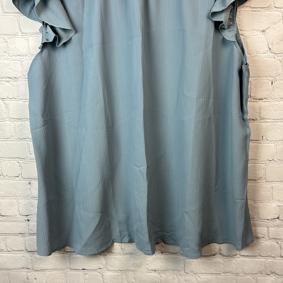 BloomChic Blue Mock Neck Cap Sleeve Ruffle Trim Blouse Plus Size 3X - Picture 5 of 6